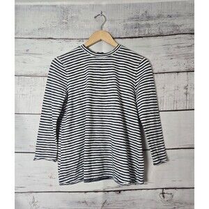 We The Free Womens Top Size Small  Black White Striped 3/4 Sleeve Open Back